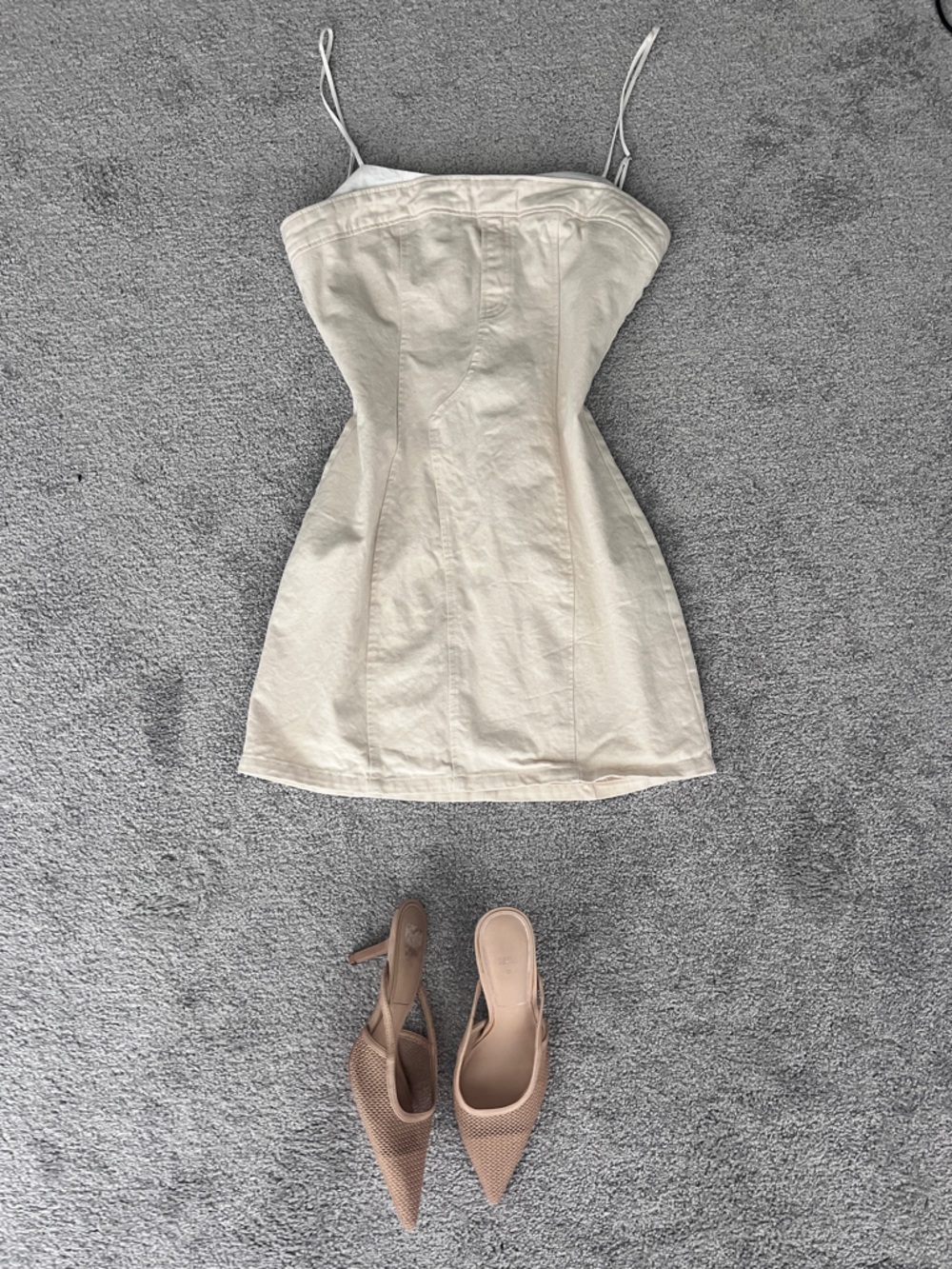 ZARA Denim Set – Dress + Kitten Heel Sandals (small + 37 euro shoes)